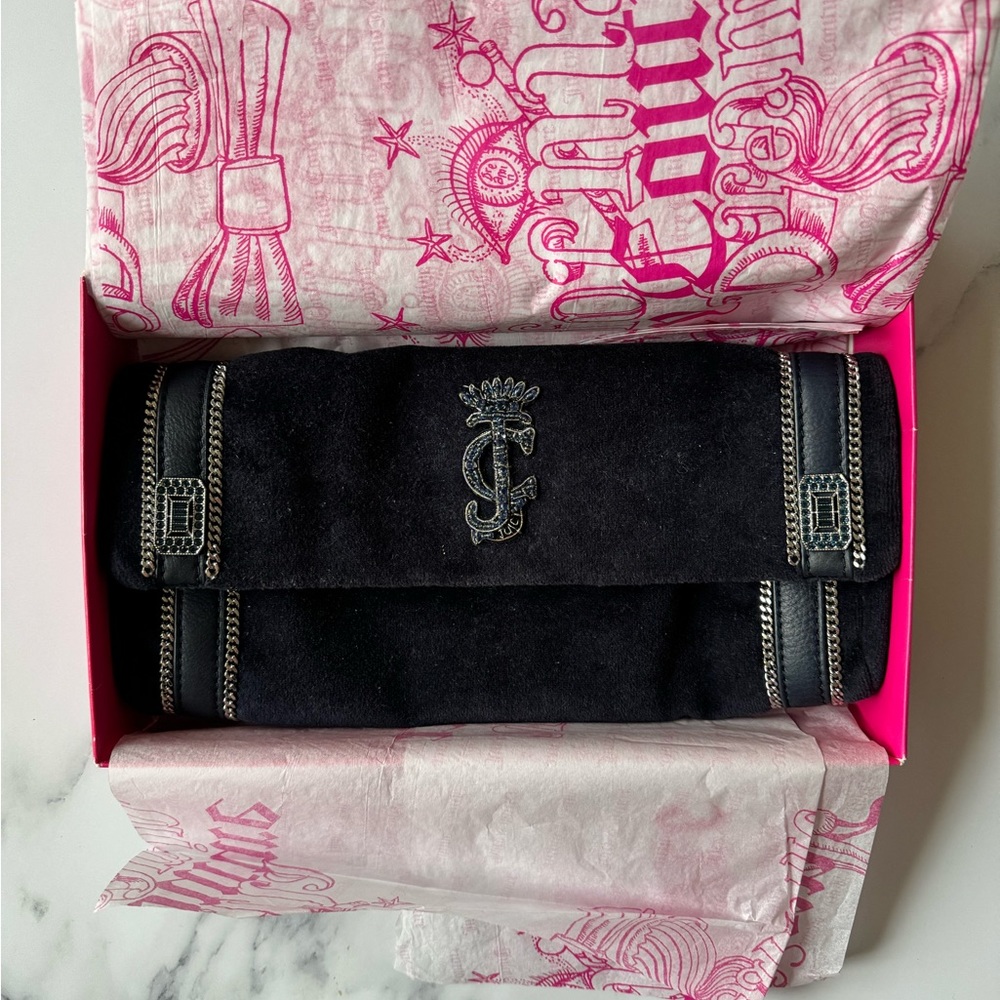 Juicy Couture Navy Velvet Clutch